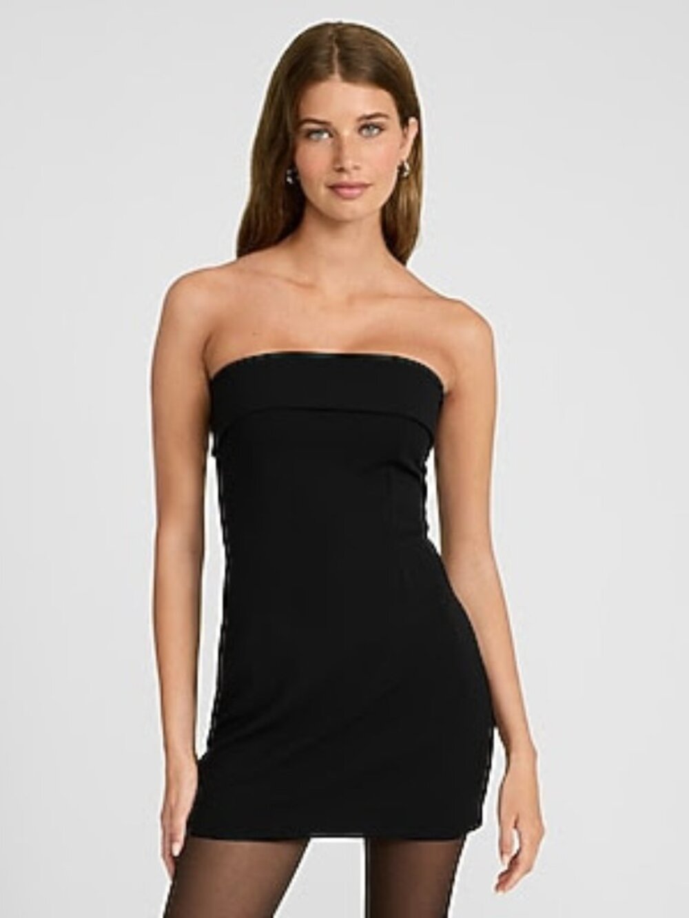 Crepe Strapless Fold Over Mini Sheath Dress